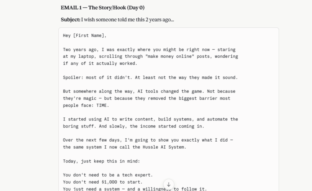 Email sequence using claude